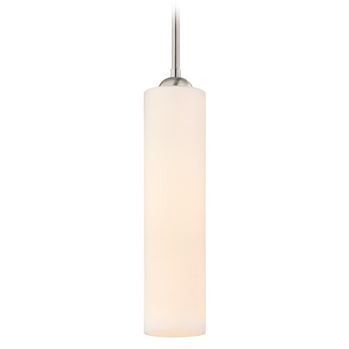Design Classics Lighting Satin Nickel Mini-Pendant and White Glass 581-09 GL1628C