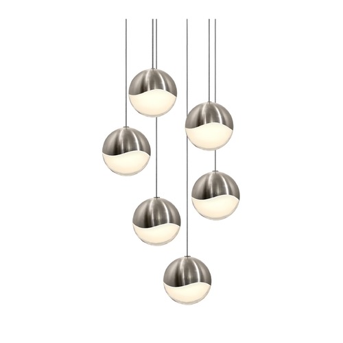 Grapes Satin Nickel 6-Light LED Multi-Light Pendant by Sonneman Lighting