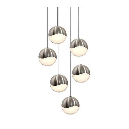 Sonneman Lighting Grapes Satin Nickel 6-Light LED Multi-Light Pendant by Sonneman Lighting 2915.13-LRG