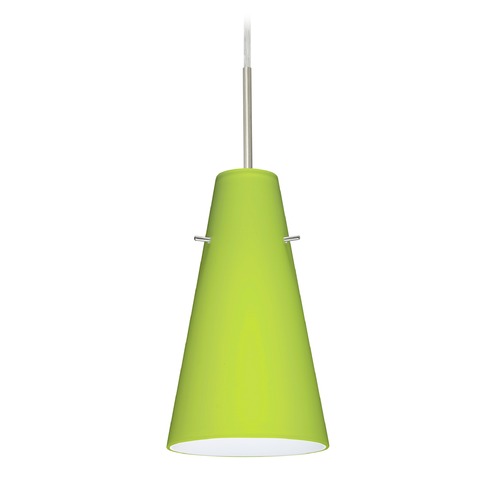 Besa Lighting Besa Lighting Cierro Satin Nickel LED Mini-Pendant Light with Conical Shade 1JT-412435-LED-SN