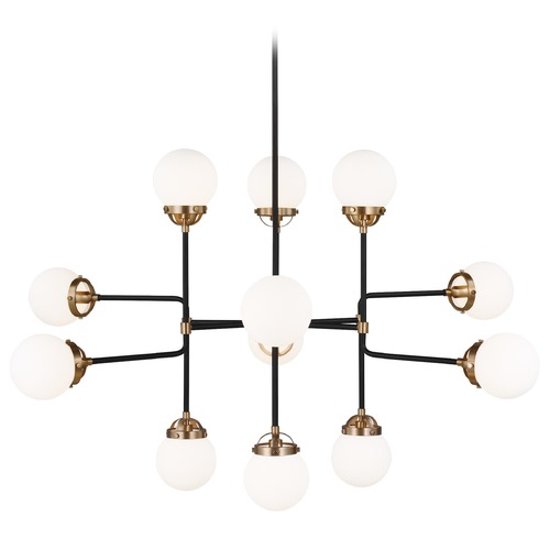 Visual Comfort Studio Cafe Satin Brass / Midnight Black LED Chandelier