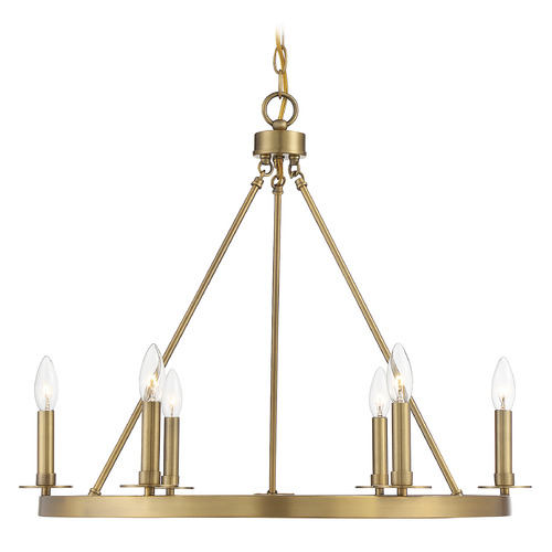 26-Inch Wide Chandelier in Natural Brass by Meridian