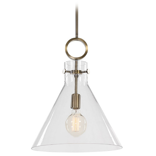 Uttermost Lighting The Uttermost Company Imbuto Aged Brass Pendant Light with Conical Shade 21548