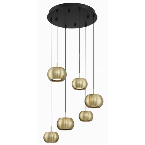 George Kovacs Lighting George Kovacs Halo Coal & Brushed Gold LED Multi-Light Pendant with Oval Shade P5474-884-L