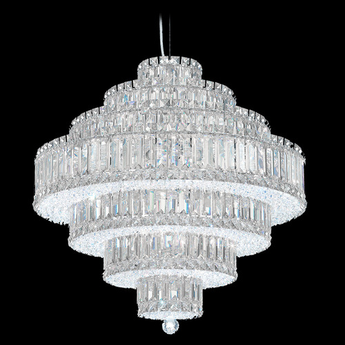 Schonbek Worldwide Lighting Plaza Polished Stainless Steel Pendant Light with Drum Shade