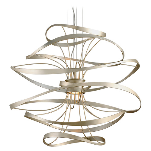 Corbett Lighting Corbett Lighting Calligraphy Silver Leaf & Polished Stainless LED Pendant Light 213-44-SL/SS