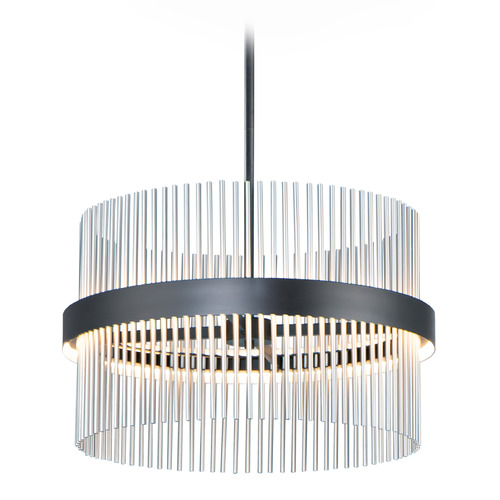 ET2 Lighting Et2 Chimes Wiz Black & Satin Nickel LED Pendant Light with Drum Shade E34255-BKSN
