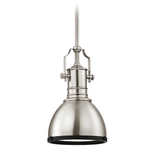 Design Classics Lighting Farmhouse Metal Mini-Pendant Satin Nickel and Black 7.38-Inch Wide 1765-09 SH1775-09 R1775-07