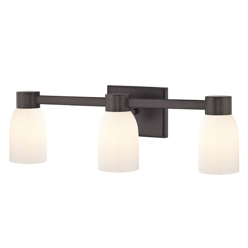 3-Light Shiny White Glass Bathroom Vanity Light Bronze