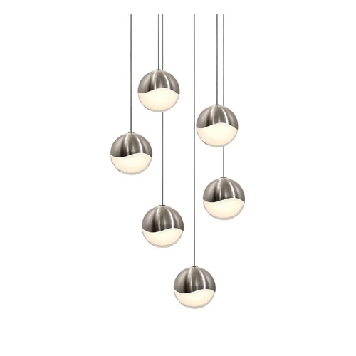 Grapes Satin Nickel 6-Light LED Multi-Light Pendant by Sonneman Lighting