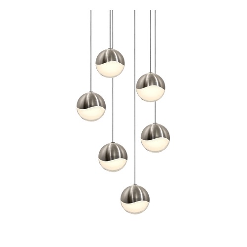 Sonneman Lighting Grapes Satin Nickel 6-Light LED Multi-Light Pendant by Sonneman Lighting 2915.13-MED