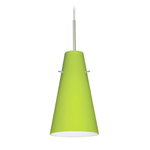 Besa Lighting Cierro Satin Nickel Mini-Pendant Light with Conical Shade