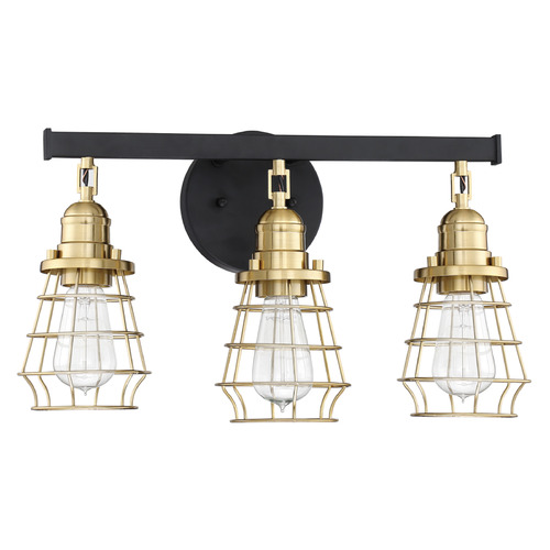 Thatcher Flat Black & Satin Brass Bathroom Light by Craftmade Lighting