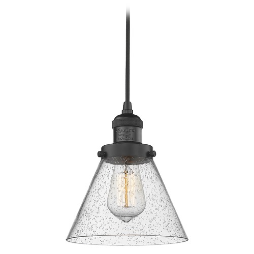 Innovations Lighting Innovations Lighting Large Cone Matte Black Mini-Pendant Light with Conical Shade 201C-BK-G44