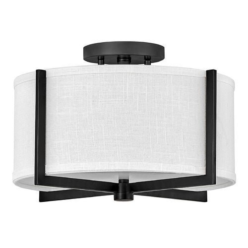 Hinkley Axis Small Semi-Flush in Black & Off White Linen by Hinkley Lighting 41706BK