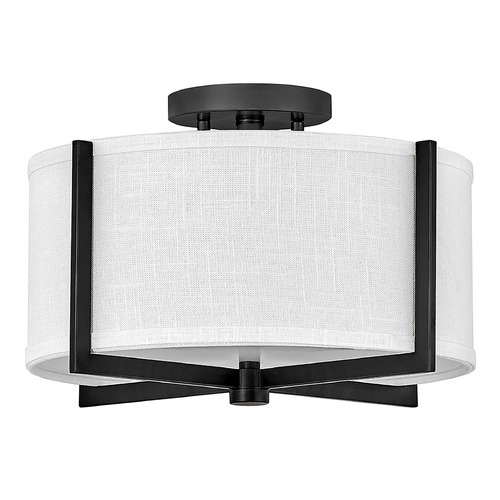 Axis Small Semi-Flush in Black & Off White Linen by Hinkley Lighting