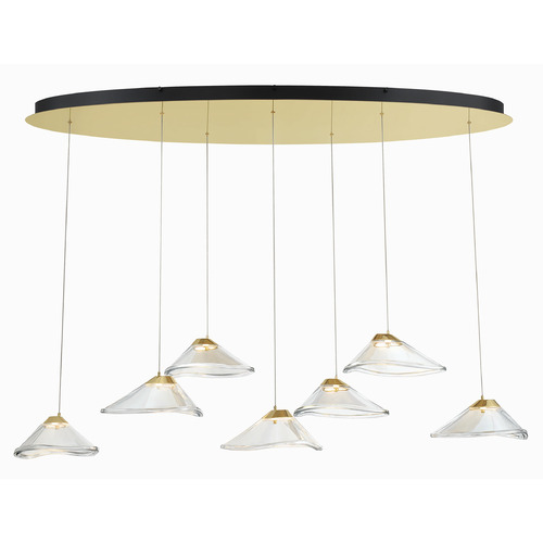 George Kovacs Lighting George Kovacs Sneer Coal & Sun Gold LED Multi-Light Pendant with Coolie Shade P5402-718-L