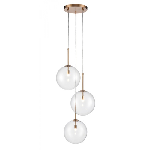 Delilah 3-Light Pendant Light in Aged Brass by Avenue Lighting