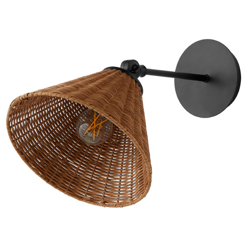 Wicker Matte Black Sconce by Quorum Lighting