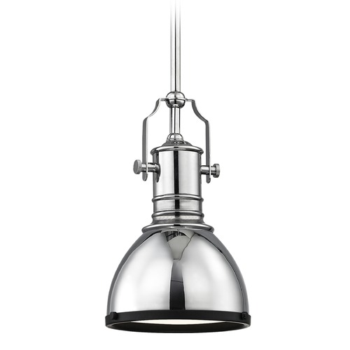Design Classics Lighting Industrial Chrome Mini-Pendant with Black Accents 7.38-Inch Wide 1765-26 SH1775-26 R1775-07