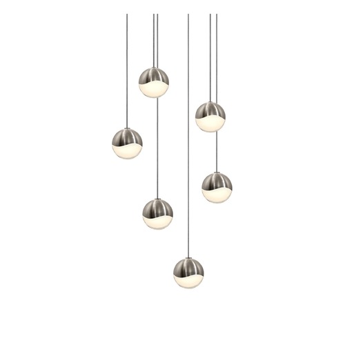 Grapes Satin Nickel 6-Light LED Multi-Light Pendant by Sonneman Lighting