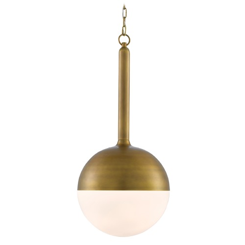 Currey and Company Lighting Currey and Company Moonward Antique Brass Pendant Light with Bowl / Dome Shade 9000-0419