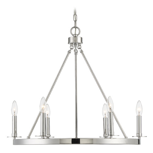 26-Inch Wide Chandelier in Polished Nickel by Meridian