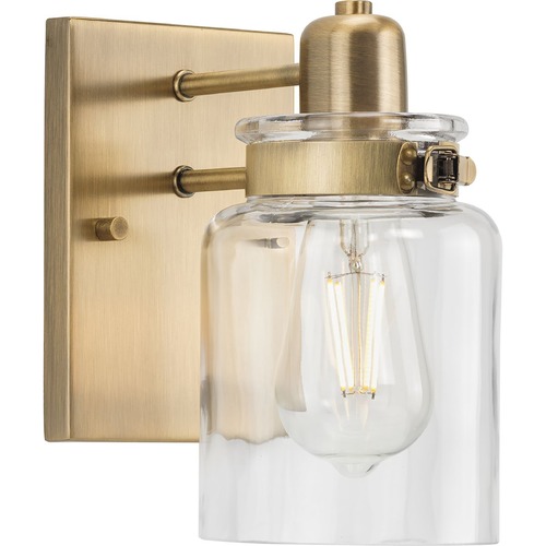 Calhoun Farmhouse Bath Sconce in Vintage Brass by Progress Lighting