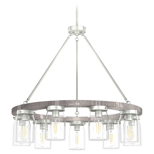 Hunter Fan Company Devon Park Brushed Nickel & Grey Wood Chandelier