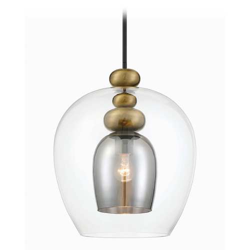 Amesbury Pendant in Coal & Oxidized Aged Brass by Metropolitan Lighting