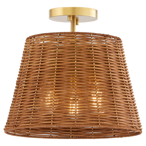 Quorum Lighting Wicker Aged Brass Semi-Flush Mount Light by Quorum Lighting 2893-13-80