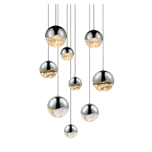 Sonneman Lighting Grapes Polished Chrome 9-Light LED Multi-Light Pendant by Sonneman Lighting 2916.01-AST