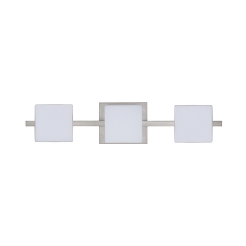 Modern Bathroom Light White Glass Satin Nickel by Besa Lighting