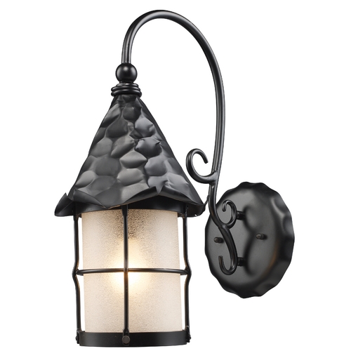 Elk Lighting Outdoor Wall Light with Beige / Cream Glass in Matte Black Finish 385-BK