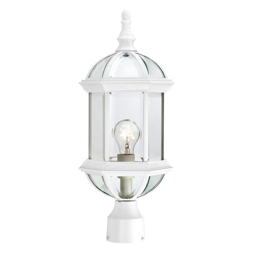 Post Light with Clear Glass in White by Nuvo Lighting