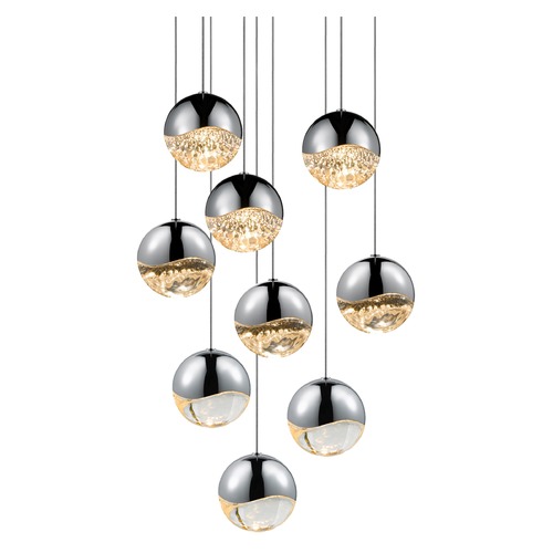 Sonneman Lighting Grapes Polished Chrome 9-Light LED Multi-Light Pendant by Sonneman Lighting 2916.01-LRG