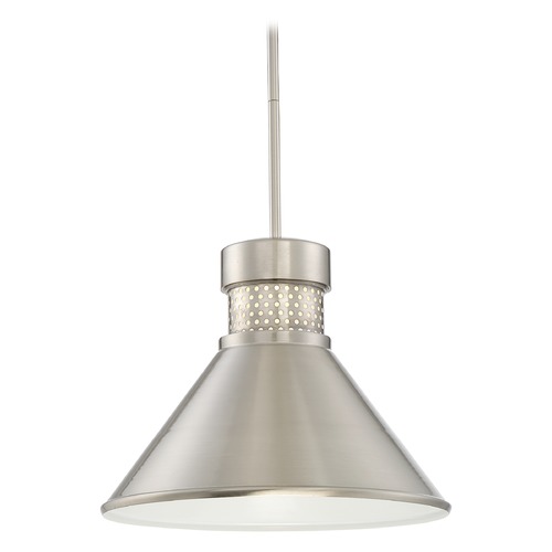 Doral Brushed Nickel & White LED Pendant by Nuvo Lighting
