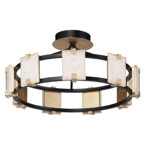 Maxim Lighting Radiant Black & Gold Leaf LED Semi-Flush Mount by Maxim Lighting 39530CYBKGL