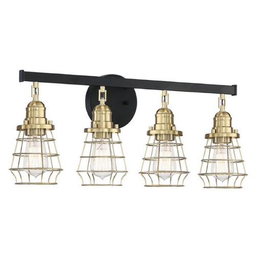 Thatcher Flat Black & Satin Brass Bathroom Light by Craftmade Lighting