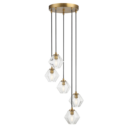 5-Light Chandelier in Natural Brass by Meridian