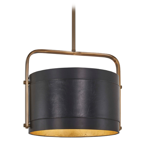 Metropolitan Lighting Contrast Leather Pendant in Antique Brass & Coal by Metropolitan N6694-857