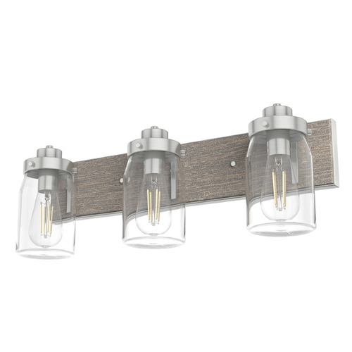 Hunter Fan Company Devon Park Brushed Nickel & Grey Wood Bathroom Light