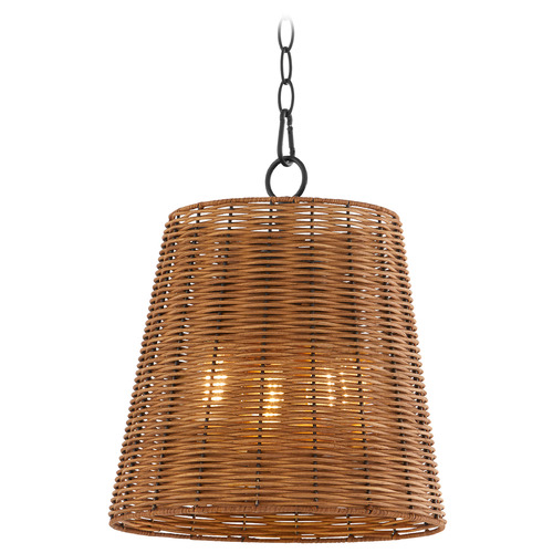 Wicker Matte Black Pendant with by Quorum Lighting