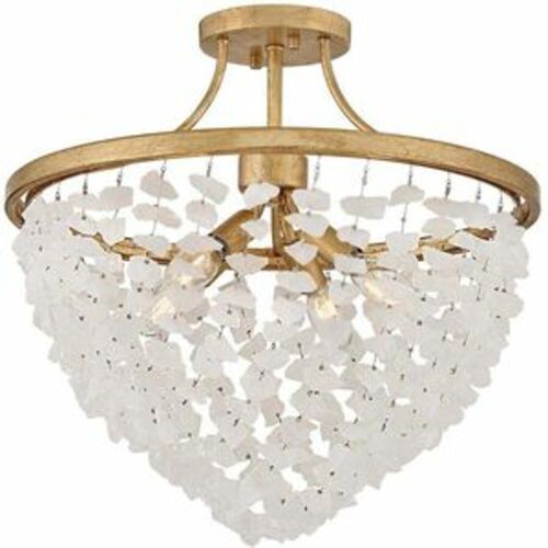 Myra Semi-Flush Mount in Distressed Brass by Fredrick Ramond