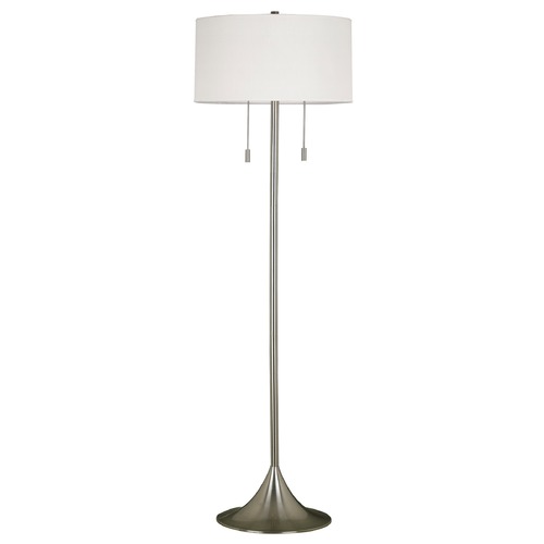 Kenroy Home Lighting Modern Floor Lamp with White Shade in Brushed Steel Finish 21405BS