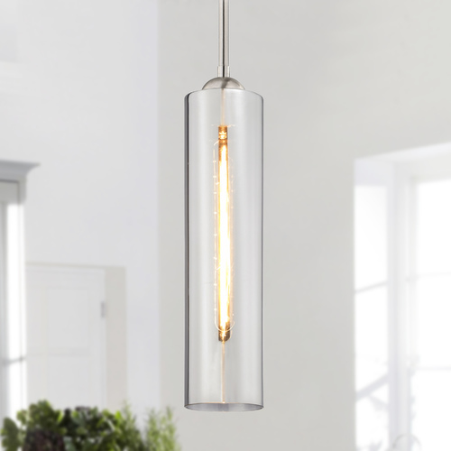 Smoke Glass Mini-Pendant Satin Nickel