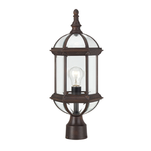 Post Light with Clear Glass in Rustic Bronze by Nuvo Lighting