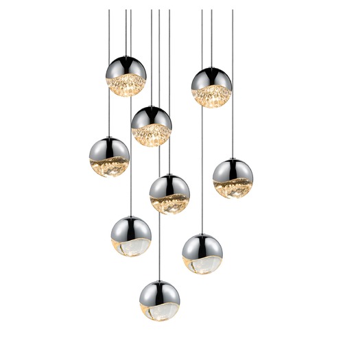 Grapes Polished Chrome 9-Light LED Multi-Light Pendant by Sonneman Lighting