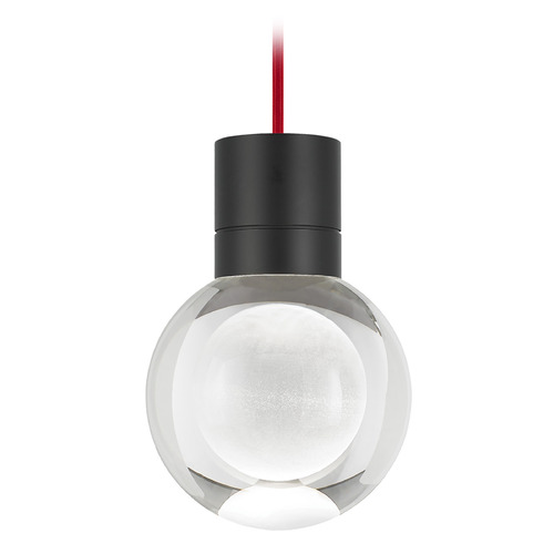 Mina LED Warm Dim Mini Pendant in Black & Red by Visual Comfort Modern