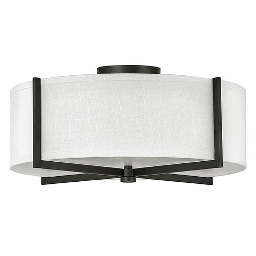 Axis Medium Semi-Flush in Black & Off White Linen by Hinkley Lighting